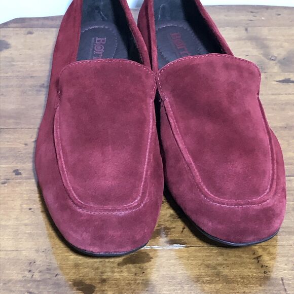 BORN Moccasin Loafers Women’s 10 Red Burgandy Suede Leather Slip On Holiday New - Picture 4 of 12